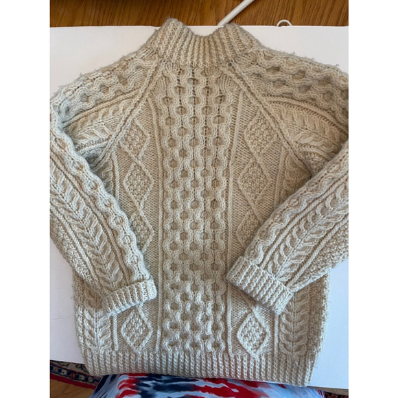 Toddlers Vintage 80’s Aran Knit Handmade Irish Fisherman Sweater - Picture 2 of 8
